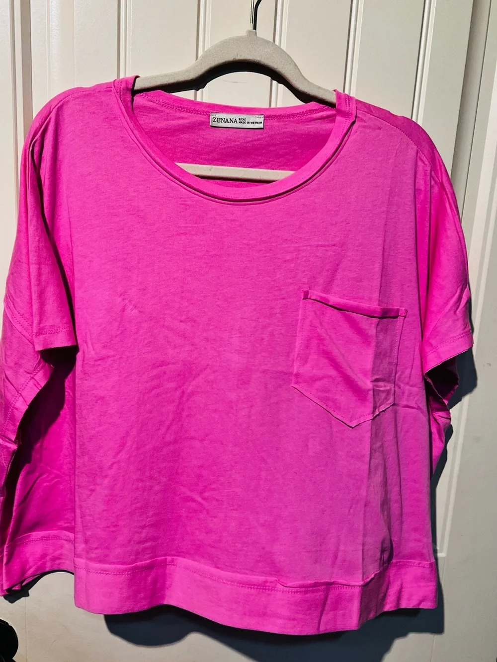 Zenana Light Pink Crop Boxy T-Shirt - Women Tops - Picture 5 of 6